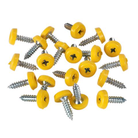 Numberplate Screw with Plastic Enclosed Head 4.8 x 18mm, Yellow - Pack of 50