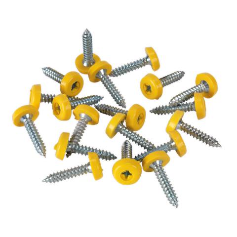 Numberplate Screw with Plastic Enclosed Head 4.8 x 24mm, Yellow - Pack of 50