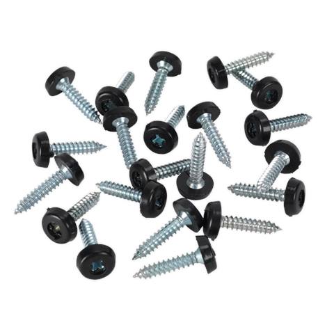 Numberplate Screw with Plastic Enclosed Head 4.8 x 24mm, Black - Pack of 50