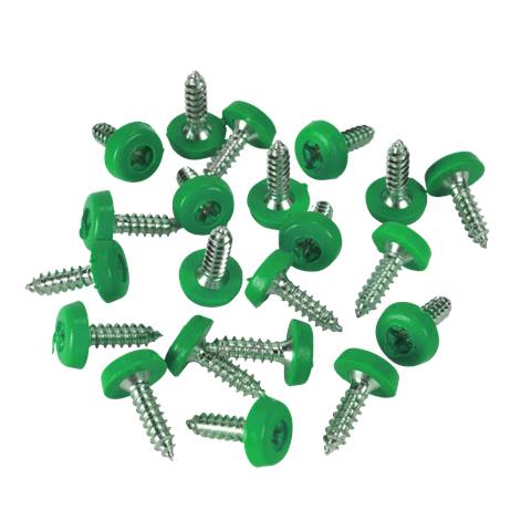 Numberplate Screws 4.8 x 18mm, Green - Pack of 50