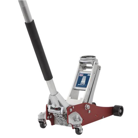 Premier Low Profile Aluminium Trolley Jack with Rocket Lift 1.5 Tonne