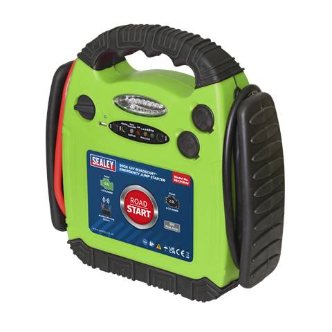 RoadStart® 12V Emergency Jump Starter 900 Peak Amps - Hi-Vis Green
