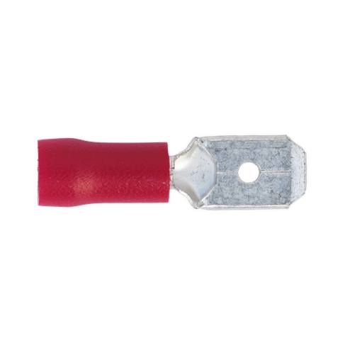 Push-On Male Terminal 6.3mm, Red - Pack of 100