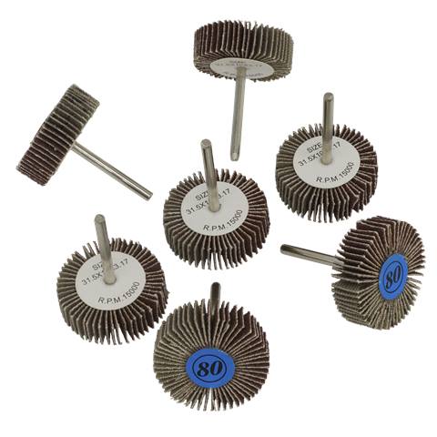 Rotary Tool Abrasive Flap Wheel Set 30mm 7pc