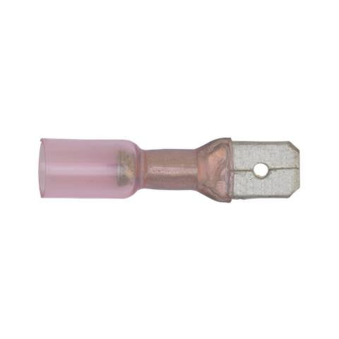 Heat Shrink Push-On Male Terminal 6.3mm, Red - Pack of 25