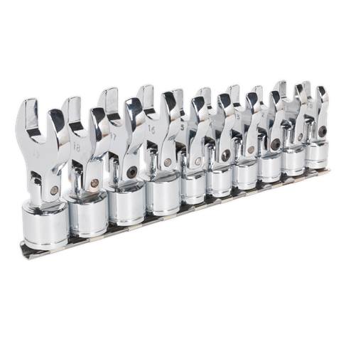 Siegen Flexible Crow's Foot Open-End Spanner Set 3/8"Sq Drive 10pc