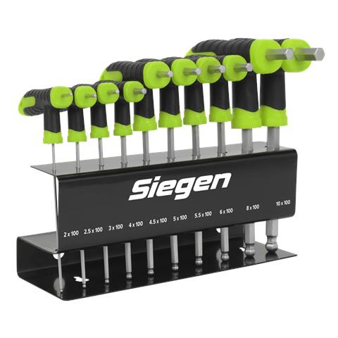 Siegen T-Handle Ball-End Hex Key Set 10pc