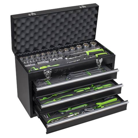 Siegen Portable Tool Chest 3 Drawer with 98pc Tool Kit