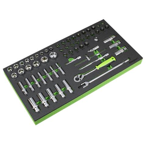 Siegen Socket Set with Tool Tray 3/8"Sq Drive 62pc