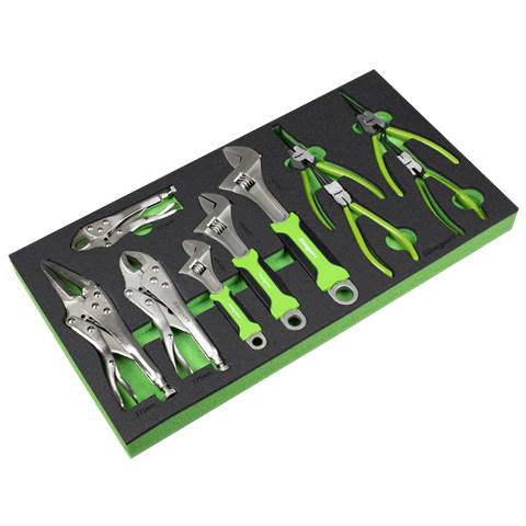 Siegen Adjustable Wrench & Pliers Set with Tool Tray 10pc