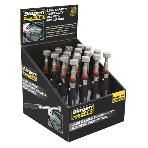Siegen Heavy-Duty Magnetic Pick-Up Tool 3.6kg Capacity - Display Box of 16