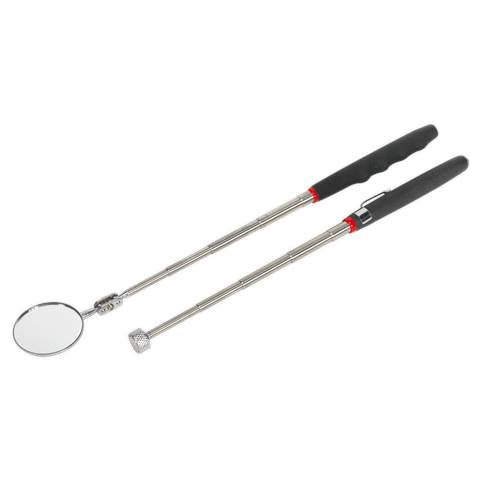 Siegen Telescopic Magnetic Pick-Up Tool & Inspection Mirror Set 2pc