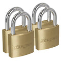 Siegen Brass Body Padlock with Brass Cylinder Keyed Alike - Pack of 4