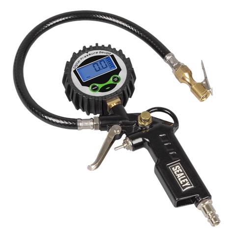 Digital Pistol Grip Tyre Inflator with Clip-On Connector
