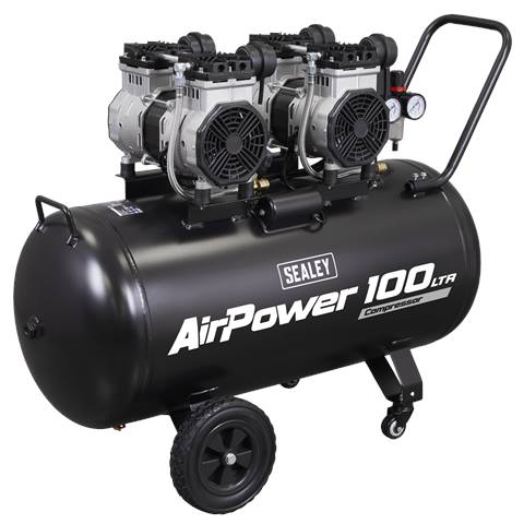100L Oil Free Low Noise Direct Drive Air Compressor 2 x 2hp