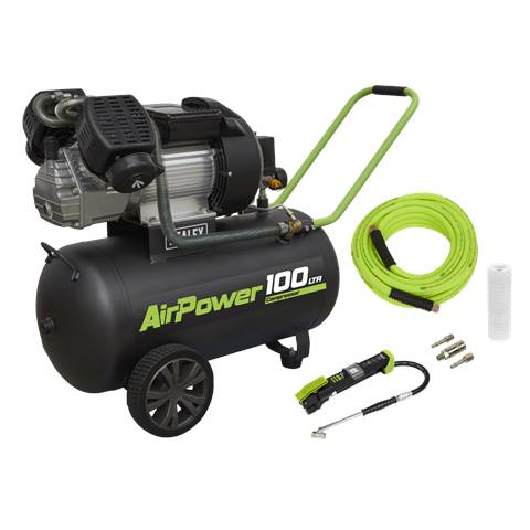 100L Direct Drive V-Twin Air Compressor 3hp with Air Accessory Kit
