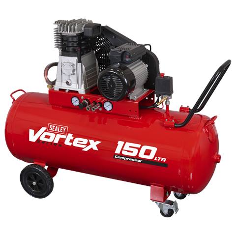 150L Belt Drive Air Compressor with Cast Cylinders & Wheels 3.5hp