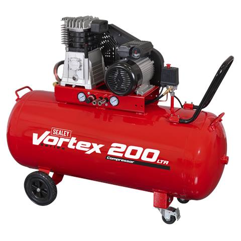 200L Belt Drive Air Compressor with Cast Cylinders & Wheels 3.5hp