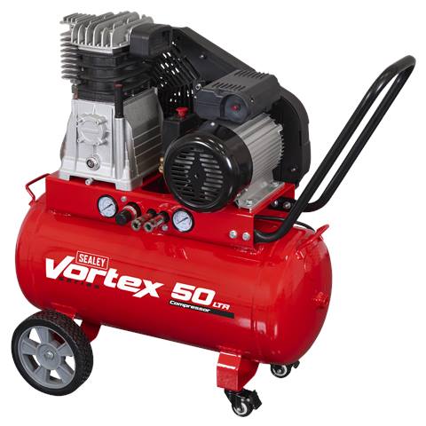 50L Belt Drive Air Compressor with Cast Cylinders & Wheels 3.5hp