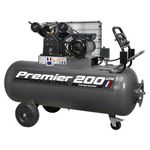 Premier 200L Belt Drive Air Compressor with Front Control Panel 3hp