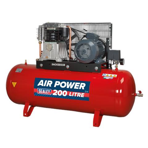 200L Belt Drive Air Compressor with Cast Cylinders 5.5hp 2-Stage