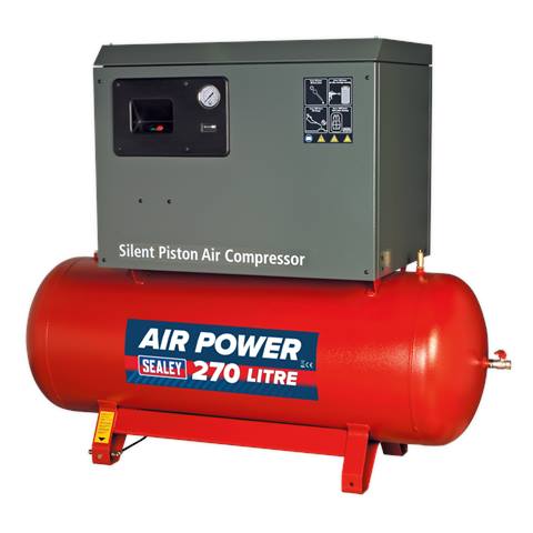 270L Low Noise Belt Drive Air Compressor with Cast Cylinders 5.5hp 2-Stage