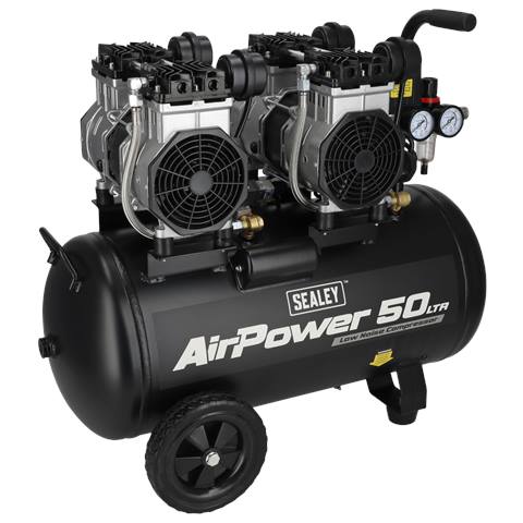 50L Low Noise Oil Free Direct Drive Air Compressor 2 x 2hp
