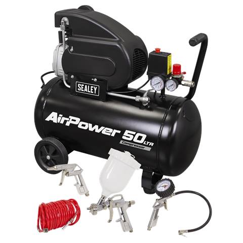 50L Direct Drive Air Compressor 2hp with 4pc Air Accessory Kit
