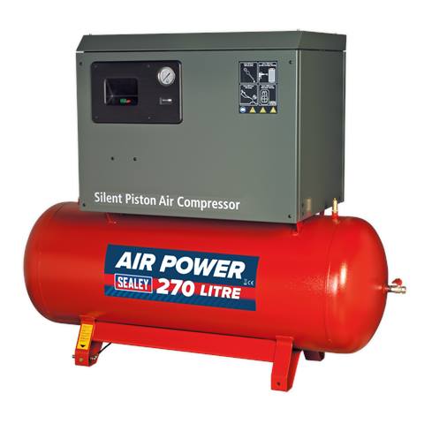 270L Low Noise Belt Drive Air Compressor with Cast Cylinders 7.5hp 2-Stage
