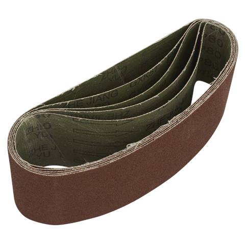 76 x 457mm Sanding Belt 80Grit - Pack of 5