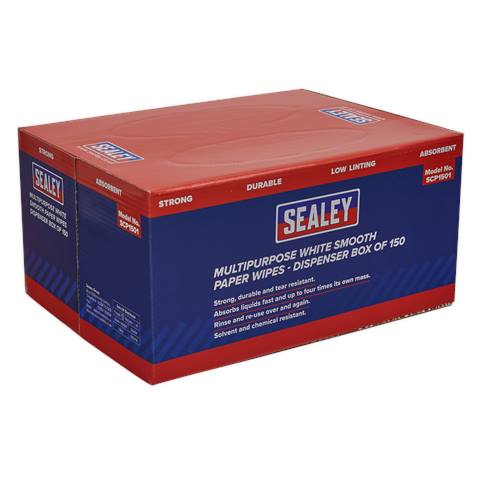 Multipurpose Smooth White Paper Wipes 73gsm - Dispenser Box of 150 Sheets