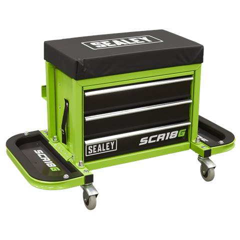 Mechanic's Utility Seat & Toolbox - Green
