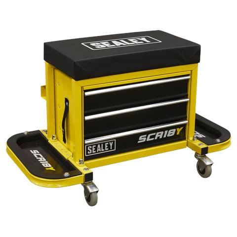 Mechanic's Utility Seat & Toolbox - Yellow