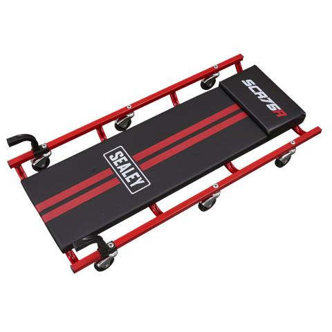 36" Deluxe American-Style Creeper with Steel Frame & 6 Wheels - Red