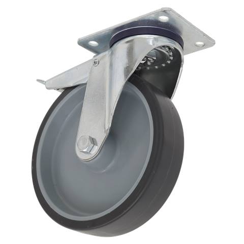 100mm Castor Wheel with Swivel Plate & Total Lock