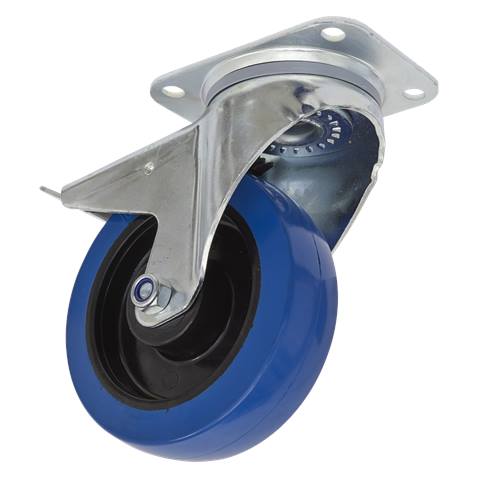 160mm Castor Wheel with Swivel Plate & Total Lock