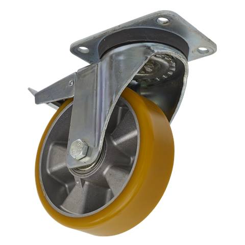 160mm Castor Wheel with Swivel Plate & Total Lock