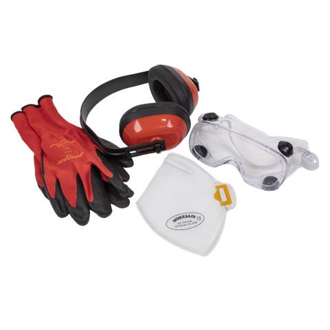 Worksafe® Flexi Grip Gloves, FFP2 Mask, Goggles & Ear Defenders