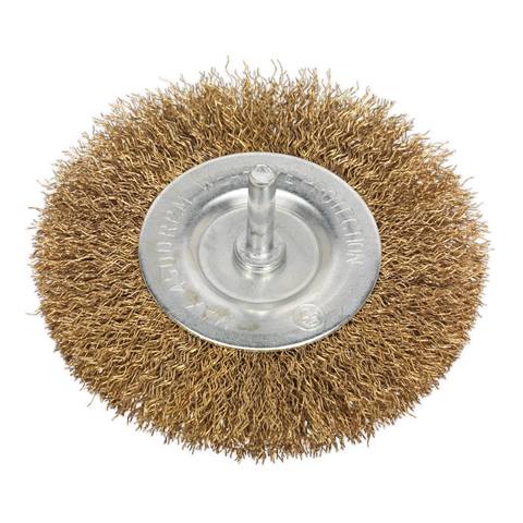 100mm Crimped Flat Wire Brush with 6mm Shaft