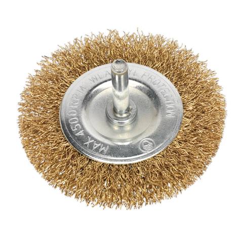 75mm Crimped Flat Wire Brush with 6mm Shaft