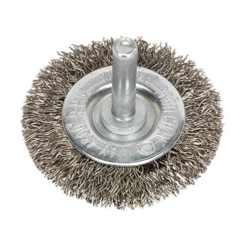50mm Crimped Flat Wire Brush with 6mm Shaft