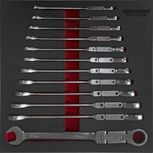 Powerhand 12pc double-jointed combi/ratcheting spanner set