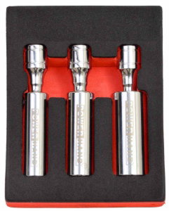 3 Pc 3/8" Magnetic Universal Joint Spark Plug Socket Set