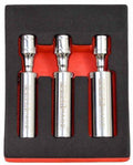 3 Pc 3/8" Magnetic Universal Joint Spark Plug Socket Set