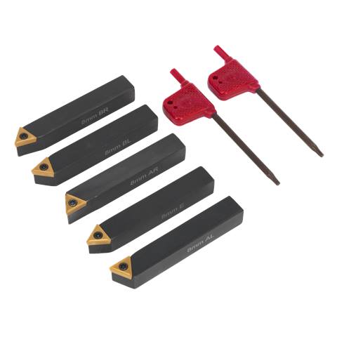Indexable Lathe Turning Tool Set 8mm 5pc
