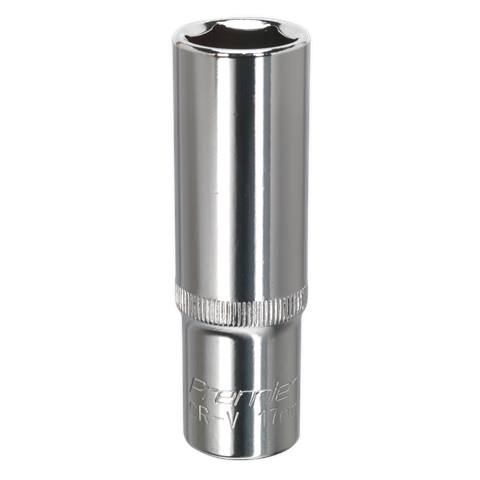 Premier Fully Polished Deep Socket 1/2"Sq Drive 17mm