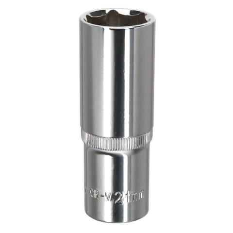 Premier Fully Polished Deep Socket 1/2"Sq Drive 21mm