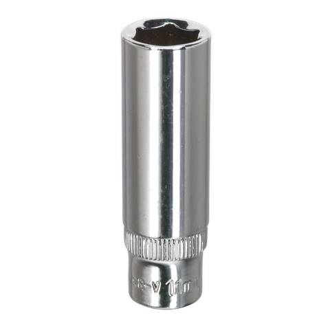 Premier Fully Polished Deep Socket 1/4"Sq Drive 11mm