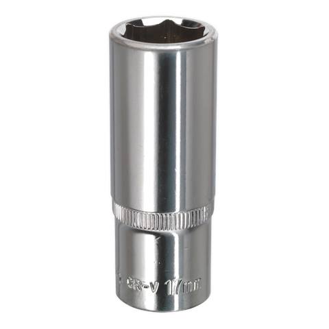 Premier Fully Polished Deep Socket 3/8"Sq Drive 17mm