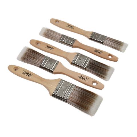 Wooden Handle Paint Brush Set 5pc